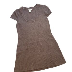 Vertigo Paris Brown Angora Wool Sweater Dress Sz S Small Short Sleeve